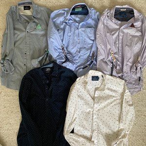 (BUNDLE OF 5) Scotch & Soda Long Sleeve Dress Shirts - Medium